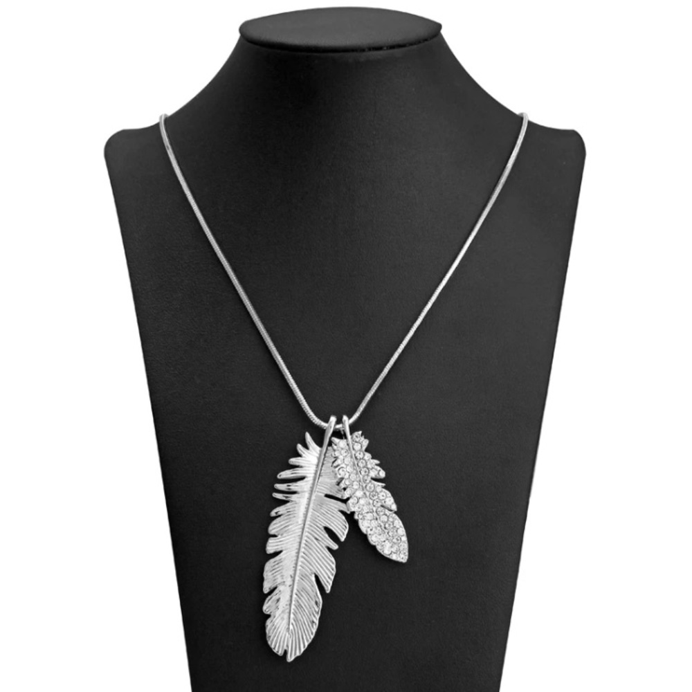 π Silver Tone Feather Long Necklaces - Picture 4 of 6
